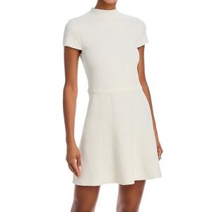 AQUA Women's Cream Textured Short Sleeve Fit & Flare Mini Dress - XXL